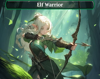 Custom anime style Elf Warrior proxy tokens (foil or non foil), handmade for magic commander edh