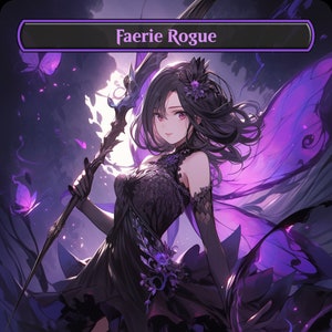 Custom anime style Faerie Rogue tokens anime style (foil or non foil), handmade proxy for magic commander edh. 1/1 with flying