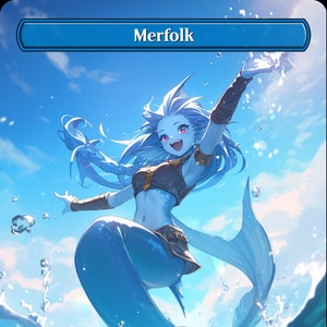 FOIL*** (regenboog of sterrenhemel) handgemaakte Merfolk anime proxy-tokens voor EDH, standaard en andere formaten