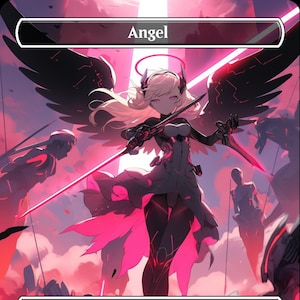 Custom Anime style Angel Tokens (foil or non foil) with flying and one with vigilance, for magic commander edh.