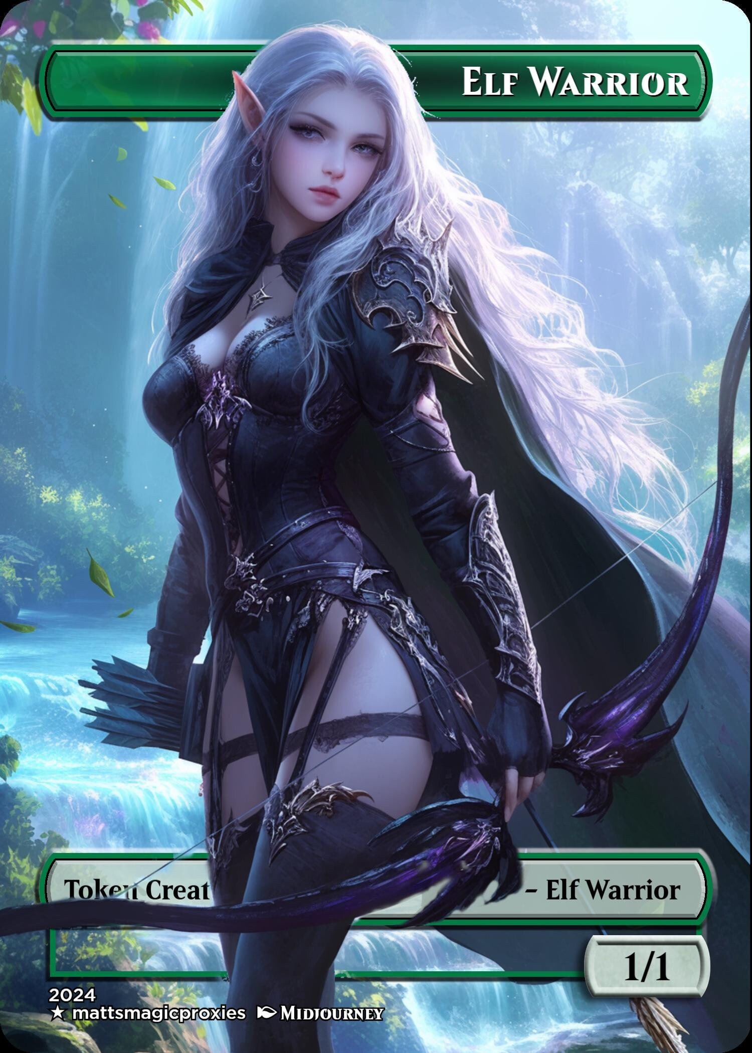 Custom proxy Elf warrior proxy tokens (foil or non foil options) anime forest archers for magic, commander, edh and other formats tcgs etc.