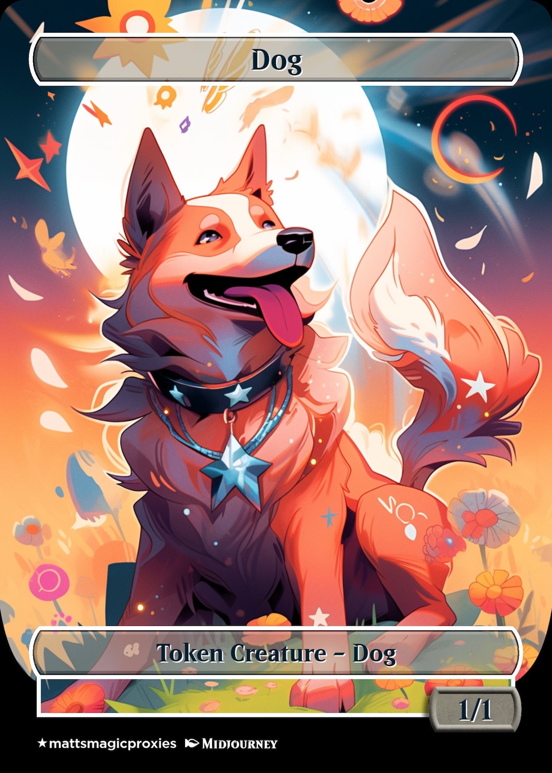 RAINBOW Foil**custom Handmade MTG Proxy Dog Tokens for