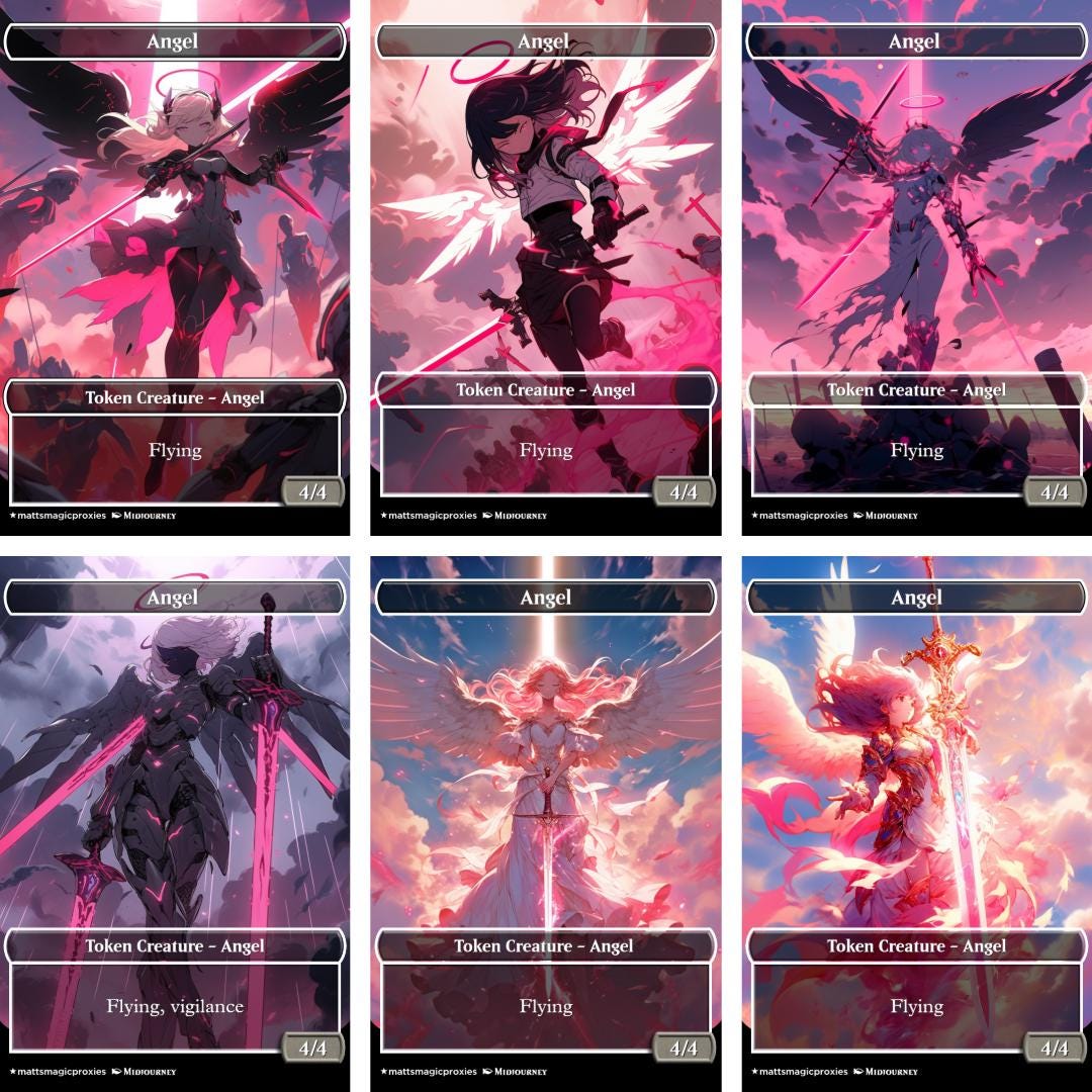 Custom Anime Style Angel Tokens (foil or Non Foil) With Flying and