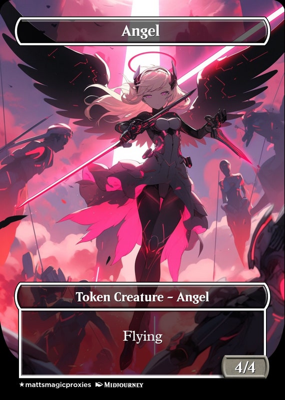 Custom Anime Style Angel Tokens (foil or Non Foil) With Flying and