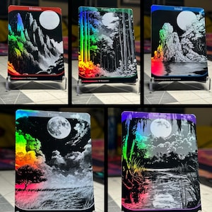Aangepaste proxy zwart-wit basisland (een van elke kleur), maanverlichte serie handgemaakt in folie en niet-folie-opties, voor magische commandant enz.