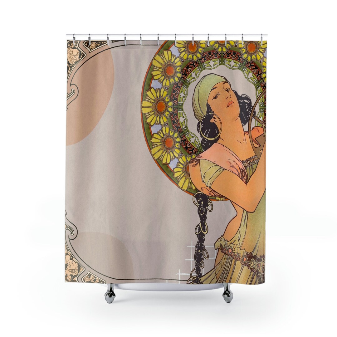 Retro Art Nouveau Shower Curtain Bathroom Decor Etsy