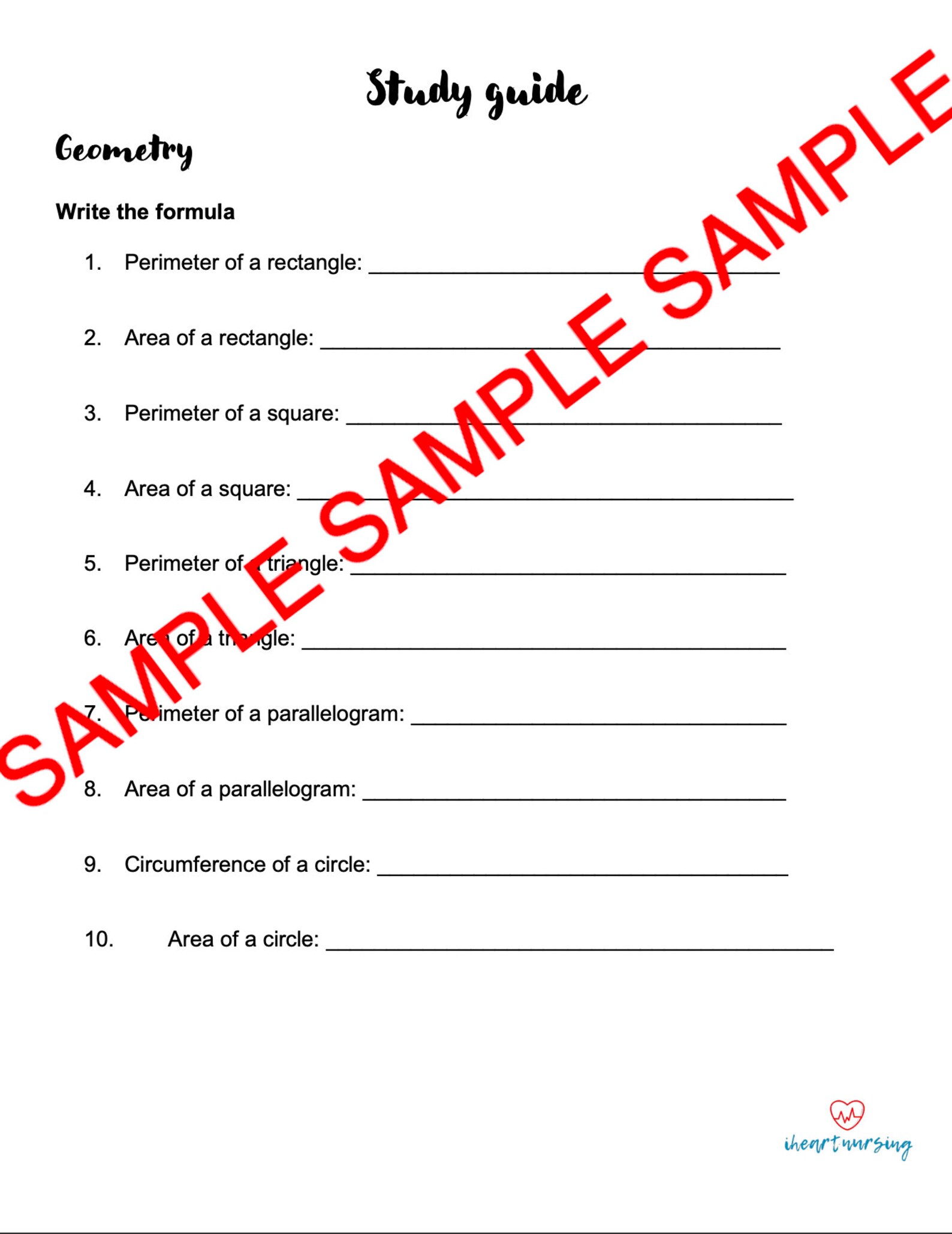 ATI TEAS 7 Math Formulas & Unit Conversion to Memorize Etsy