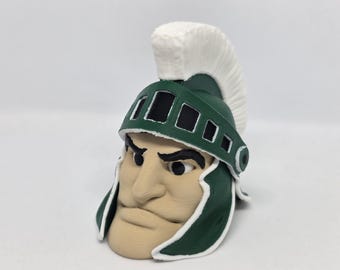 Mini busto de Sparty - pisapapeles - compañero de escritorio - Exhibición de Sparty de MSU