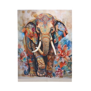 Elephant Blanket Velveteen Watercolor Throw Blanket 30x40 50x60 Perfect Gift for Animal Lover Matching Pillows