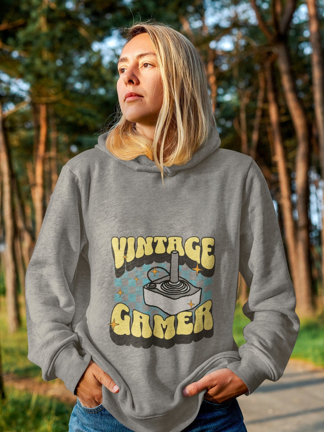 Adult's Vintage Gamer Retro Hooded Sweatshirt Nostalgic Etsy — free download