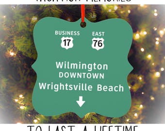 Wrightsville Beach Wilmington Christmas Ornament North Carolina Gift NC Beaches Outer Banks Vacation Memories Destination Wedding Favors