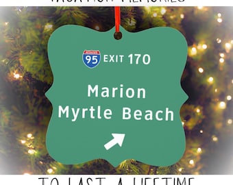 Myrtle Beach SC Christmas Ornament Family Trip Gift Vacation Memories Bachelorette Trip Girls Weekend Destination Wedding Favors Memento