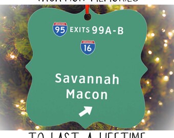 Savannah Macon Georgia Christmas Ornament Girls Weekend Destination Wedding Favor Family Vacation Bachelorette Trip