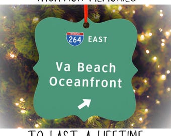 Virginia Beach VA Christmas Ornament Family Trip Gift Vacation Memories Bachelorette Trip Girls Weekend Destination Wedding Favors Memento