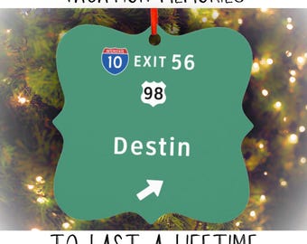 Destin Florida  Christmas Ornament Family Trip Gift Vacation Memories Bachelorette Trip Girls Weekend Destination Wedding Favors Memento
