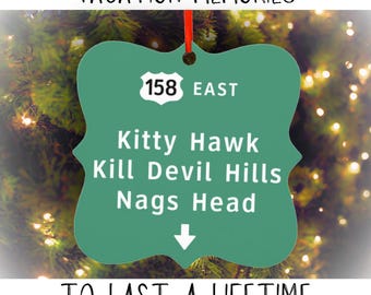 Kitty Hawk Kill Devil Hills Nags Head Christmas Ornament Outer Banks North Carolina OBX Beach Girls Weekend Destination Wedding Favor