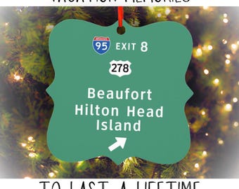 Hilton Head Island SC Christmas Ornament Bachelorette Gift Girls Weekend Present Family Trip Vacation Destination Wedding Favor Memento