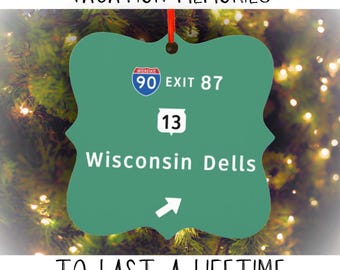 Wisconsin Dells Christmas Ornament Wis Dells Family Trip Vacation Memories Girls Weekend Bachelorette Groomsman Destination Wedding Favors