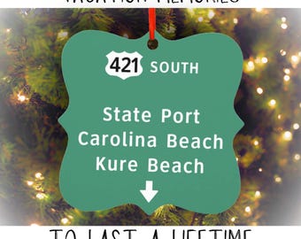 Carolina Beach State Port Kure Beach Christmas Ornament North Carolina Girls Weekend Destination Wedding Favors Bachelorette Groomsman