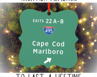 Cape Cod Massachusetts Christmas Ornament Family Trip Vacation Memories Bachelorette Gift Girls Weekend Groomsman Destination Wedding Favor