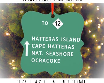 Hatteras Island Ocracoke Island Christmas Ornament Outer Banks North Carolina OBX Beach Girls Weekend Destination Wedding Favor Bachelorette
