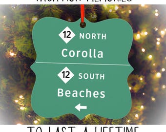 Corolla Beach North Carolina Outer Banks Christmas Ornament OBX Beach Family Trip Gift Girls Weekend Destination Wedding Favor Bachelorette