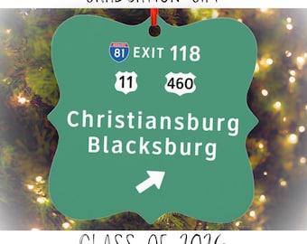 Blacksburg Christmas Ornament VT Class of 2026 Graduate Parent Alumni Gift Keepsake Memento Favors