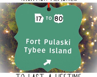 Tybee Island Fort Pulaski Georgia Christmas Ornament Girls Weekend Destination Wedding Favor Family Vacation Bachelorette Trip