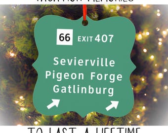Gatlinburg TN Pigeon Forge Christmas Ornament Tennessee Vacation Memory Family Trip Gift Bachelorette Gift Dollywood Destination Wedding