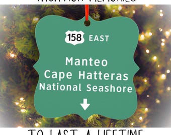 Manteo Cape Hatteras Christmas Ornament North Carolina Outer Banks OBX Beach Family Trip Girls Weekend Destination Wedding Bachelorette Gift