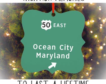 Ocean City Maryland Christmas Ornament Family Beach Trip Vacation Memories Bachelorette Girls Weekend Destination Beach Wedding Favor