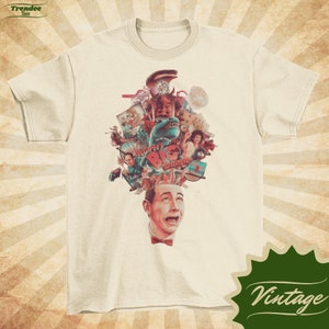 Pee-Wee&#39;s Big Adventure - Vintage Style Natürliches Rundhals-T-Shirt - Unisex | Film Poster Shirt | Pee-Wee Herman Graphic 80er Jahre Throwback-T-Shirt |