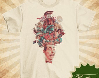 Pee-Wee&#39;s Big Adventure - Vintage Style Natural Crewneck T-shirt - Unisex | Movie poster shirt | Pee-Wee Herman Graphic 80s Throwback Tee |