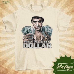 Tony Montana | Scarface - Vintage Style Natural Crewneck T-shirt - Unisex | Movie poster shirt |