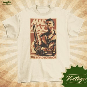 MadMax Road Warrior - Vintage Style Natural Crewneck T-shirt - Unisex | Movie poster shirt |