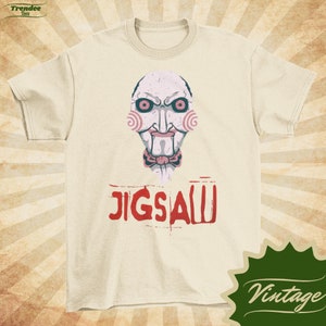 SAW - Vintage Style Natural Crewneck T-shirt - Unisex | Movie poster shirt |