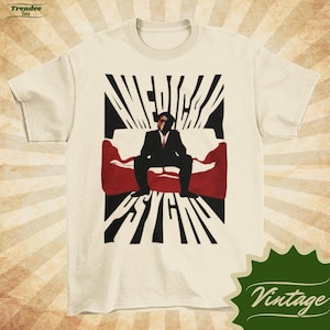 American Psycho - Vintage Style Natural Crewneck T-shirt -Unisex | Movie poster shirt |