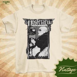 Nosferatu - Vintage Style Natural Crewneck T-shirt - Unisex | Movie poster shirt | Classic Horror Graphic Tshirt |