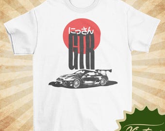 Vintage Japanese GTR Shirt: Natural Cotton Crewneck Car Graphic Tee