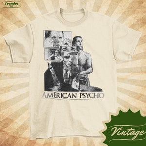 American Psycho Patrick Bateman - Vintage Style Natural Crewneck T-shirt -Unisex | Movie poster shirt |