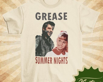 Grease - Vintage Style Natural Crewneck T-shirt - Unisex | Movie Poster Shirt |