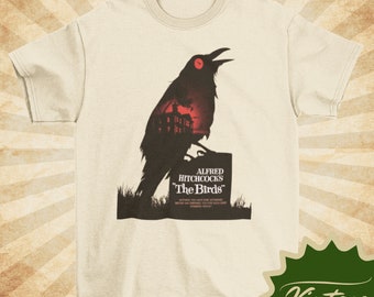 Hitchcock's The Birds - Vintage Style Natural Crewneck T-shirt - Unisex | Movie poster shirt |