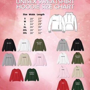 a diagram of the hoodie sizes chart