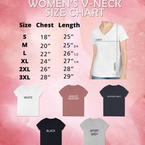 a woman's v - neck size chart with measurements