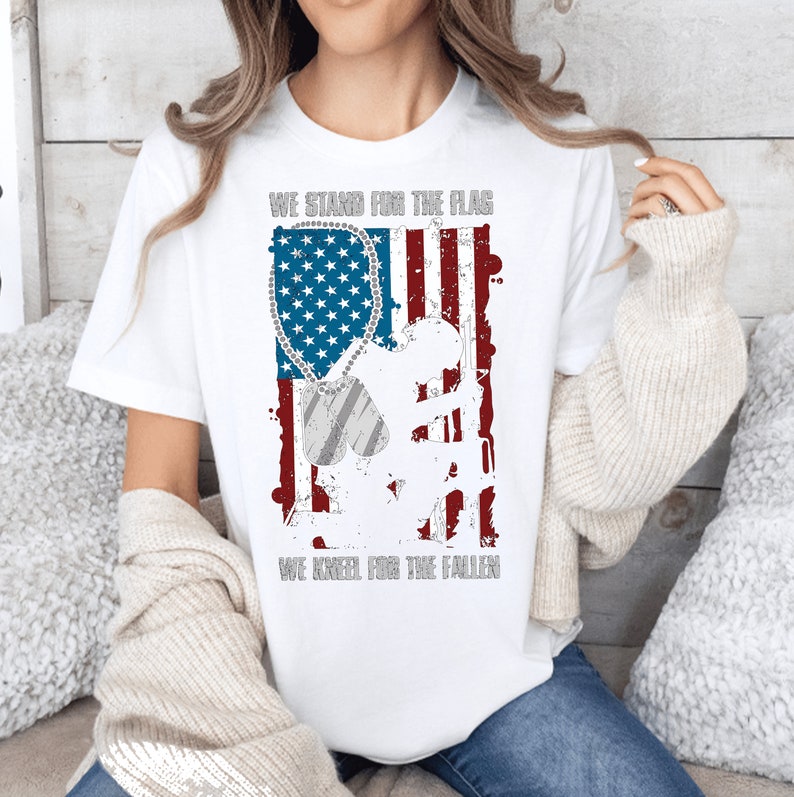 We Stand for the Flag We Kneel for the Fallen Tshirt , Memorial Day Tshirt , Memorial Day Shirt , Memorial Day Tee , American Flag Tshirt , image 3