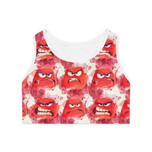 Anger sports bra Inside Out all the emotions  Disney Running Sports Bra, Matching Shorts Skirt, Park Run, Training, Summer Gear