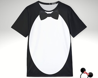 Camiseta de running para hombre con pajarita negra y diseño del pingüino de Mary Poppins / Run Disney, tejido técnico.
