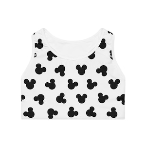 Mickey mouse head Halloween Dalmatian print  Disney Running Sports Bra, Matching Shorts Skirt, Park Run, Training, Summer Gear