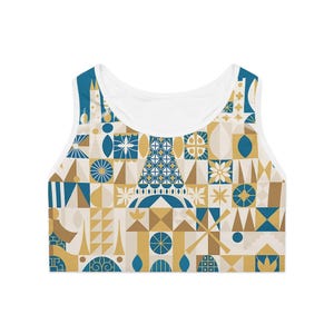 Teal blue Its a Small World Disney Running Sports Bra, Matching Shorts Skirt, Park Run, Training, Summer Gear