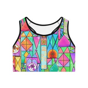 Its a Small World Disney Running Sports Bra, Matching Shorts Skirt, Park Run, Training, Summer Gear